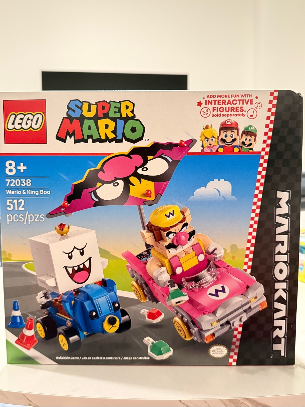 Lego Super Mario Wario in Pink Kart & Blue King Boo Vehicle